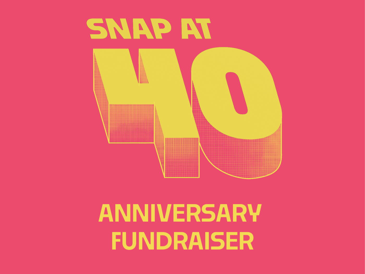 Anniversary Fundraiser Logo Featured Image, reads "SNAP at 40: Anniversary Fundraiser"